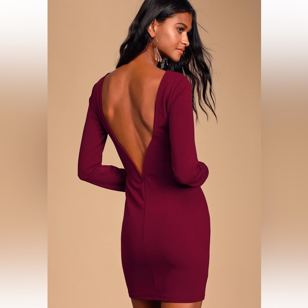 Addyson Burgundy Long Sleeve Backless Bodycon Dress